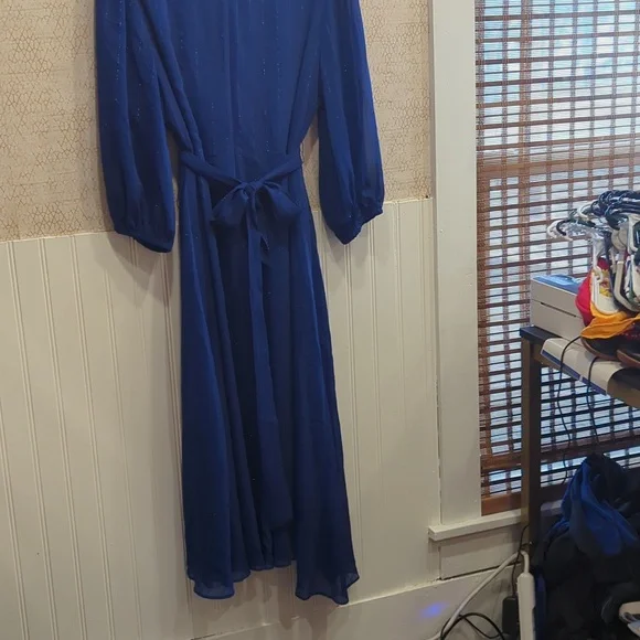 NWT DKNY Royal Blue Midi Dress, LARGE, Wedding Guest, Work, Below Knee - Picture 8 of 13